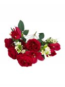 Flori Artificiale Buchet Trandafiri Englezesti Si Orhidee Rosu
