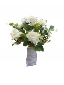 Flori Artificiale Buchet Trandafiri Petale Ascutite Alb B