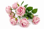 Flori Artificiale Buchet Trandafiri Roz Cu Bobite