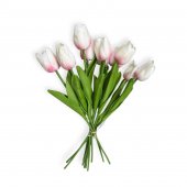 Flori Artificiale Lalele Legate 10 Fire Alb-Roz