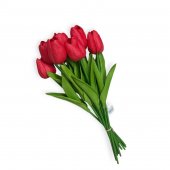 Flori Artificiale Lalele Legate 10 Fire Rosu
