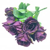 Flori artificiale Trandafiri Mov Buchet 7 flori