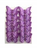 Fluturi Decorativi Din Pene Colorate Lila Cu Sclipici 12/set