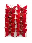 Fluturi Decorativi Din Pene Rosii 12/Set
