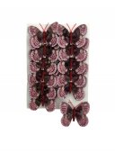 Fluturi Decorativi Din Pene Roz Prafuit Inchis 12/Set
