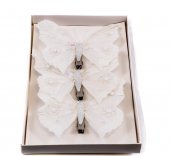 Fluturi Pene 3/set Alb Cu Sclipici