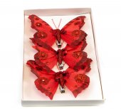 Fluturi Pene 3/set Rosu Cu Sclipici