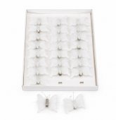Fluturi pene coada lunga perlute cu puf albi 24/set