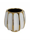 Ghiveci Din Ceramica Alb Cu Auriu