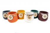 Ghiveci din ceramica In Forma De Cilindru Cu Model Fagure Si Cu Snur 6/set