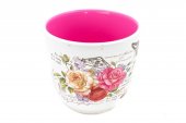 Ghiveci flori Din Ceramica Cu Interiorul Colorat Roz