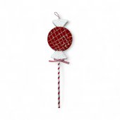 Glob Brad Craciun Decoratiune Lollipop Alb Rosu Cu Sclipici Si Paiete