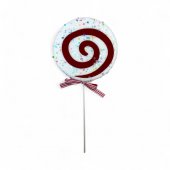 Glob Brad Craciun Decoratiune Lollipop Alb Rosu Stilizata Cu Stelute Colorate