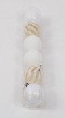 Globulete Brad Alb Cu Sclipici, Mate Si Model S 6/Set 6cm