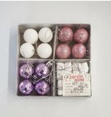 Globulete Brad Craciun 16/set Alb, Roz, Lila