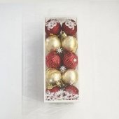 Globulete Brad CRaciun 20/set Rosu Auriu-Sampanie 4cm