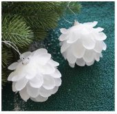 Globuri albe cu petale 10 cm, 2 buc