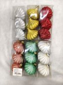Globuri de Craciun cu dungi 8 cm, 3 buc