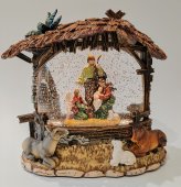 Iesle decorativa cu scena Nasterii si sclipici