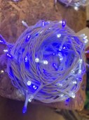 Instalatie LED bicolora cu fir alb, 200 LED, 18 m, alb rece+ albastru