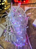 Instalatie LED bicolora cu fir alb, 200 LED, 18 m, alb rece+ roz