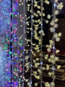 Instalatie LED cascada cu diamante, 220 LED, 5 m, alb cald