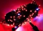 Instalatie LED Craciun cu fir negru, 100 LED, 10 m, rosu