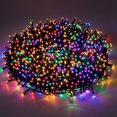 Instalatie LED cu flash alb, 1600 LED, 100 m, multicolor