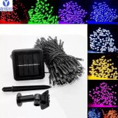 Instalatie LED solara si USB, 200 LED, 20 m, multicolor