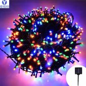 Instalatie LED solara si USB, 300 LED, 30 m, multicolor
