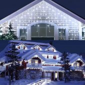 Instalatie LED turturi cu flash, fir alb, 500 LED, 25 m, alb rece
