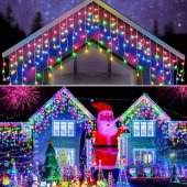 Instalatie LED turturi cu flash, fir alb, 500 LED, 25 m, multicolor