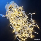 Instalatie LED turturi cu flash, fir gros, 120 LED, 5 m, alb cald