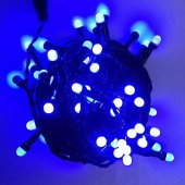 Instalatie LED V8 cu fir negru, 240 LED, 30 m, albastru