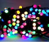 Instalatie LED V8 cu fir negru, 240 LED, 30 m, multicolor