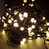 Instalatie LED V8 cu fir negru, 80 LED, 10 m, alb cald