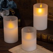 Lumanari Ceara Cu Led In Vas De Sticla Alb Mat 10cm
