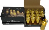 Lumanari Din Plastic Auriu Cu Led 12/set H14.5cm