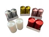 Lumanari Stalp Metalizate 2/set H10cm-5cm
