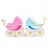 Marturie Pentru Botez Cutie Carton Carucior Roz Si Bleu 50/Set