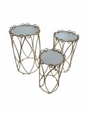 Masute Metalice Cu Blat Oglinda 3/Set