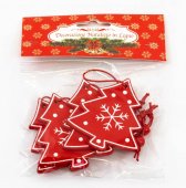 Ornament CRaciun Brad Lemn 4/set