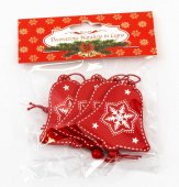 Ornament Craciun Clopotel Rosu Lemn 4/set
