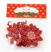Ornament Craciun Fulg Rosu Lemn 4/set