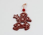 Ornament Craciun Inger Lemn Rosu 12/set