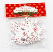 Ornament Craciun Ren Balansoar Lemn 4/set Alb