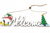 Ornament De Craciun Din Lemn Welcome Alb