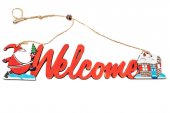 Ornament De Craciun Din Lemn Welcome Rosu