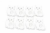 Ornament Decor Bufnita Lemn Alb 8/set
