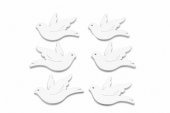 Ornament Decor Pasare Lemn Alb 6/set